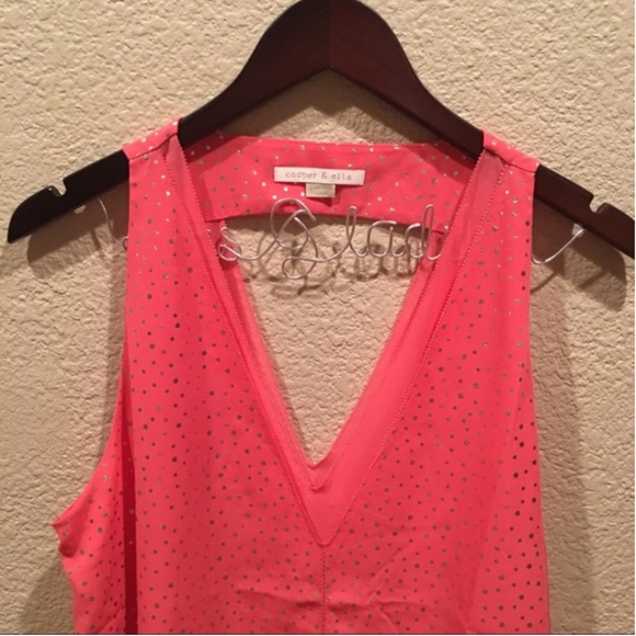 Cooper & Ella Coral/Gold Dot Harper Top - Picture 6 of 6